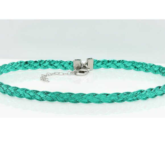Turquoise Tone Choker Adjustable Trendy Bright green Chokers (#31) - Picture 1 of 9